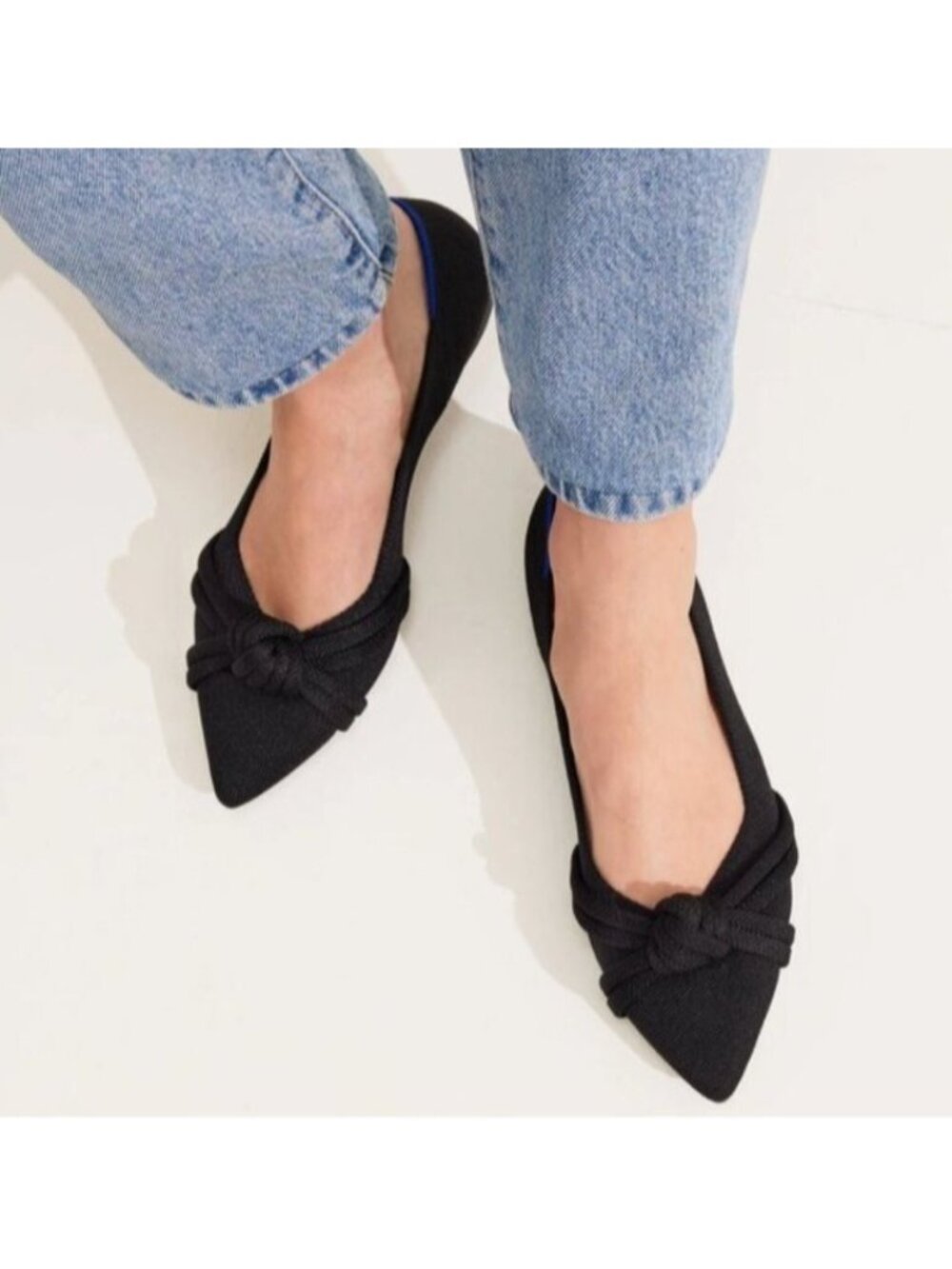 Rothy’s The Knot Point II Black Knit Pointed Toe Flats Women’s Size 7.5 NWOB